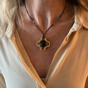 Byrufina handmade pendant necklace black gold